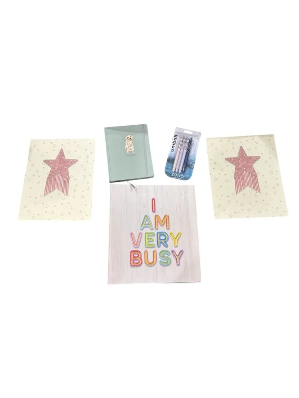Stationery Set With Binder, 2 Folders with Pockets, Journal & Uni-Ball Pens